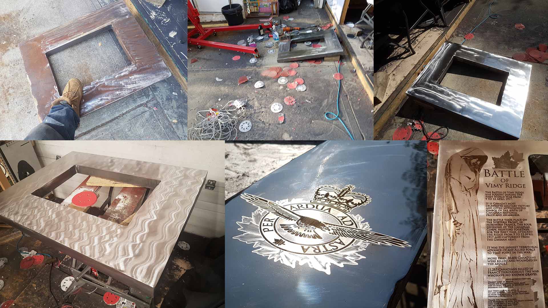 It took about 3 months to source the steel plate, get it cut, then the protective scale on the steel was ground off, then polished to a mirror finish. If we were expected to produce world class coins, then the press must look the part. Once it was finished, we then laser engraved the first side dedicated to the RCAF, then the other side dedicated to those we lost at Vimy Ridge. During this point, our laser failed and it took a couple of months for a replacement to be shipped.
